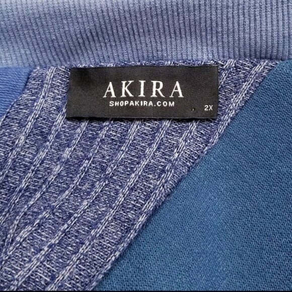 AKIRA 2-Pc Set Off Shoulder Sweater Top & Joggers Denim Patchwork 2X Blue - Picture 11 of 11